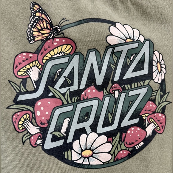 Green Santa Cruz Skateboards Mushroom Graphic Women's Cropped Sweater - Picture 3 of 13